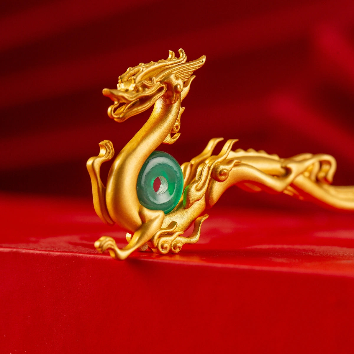 Dragon Shape Green Jade Hairpin S925 Silver Anti-fading Gold Plated