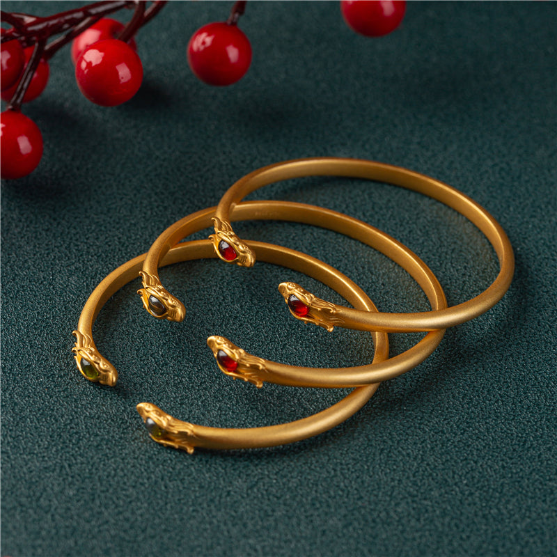 Dragon Jade S925 Silver Gold Plated Bracelet