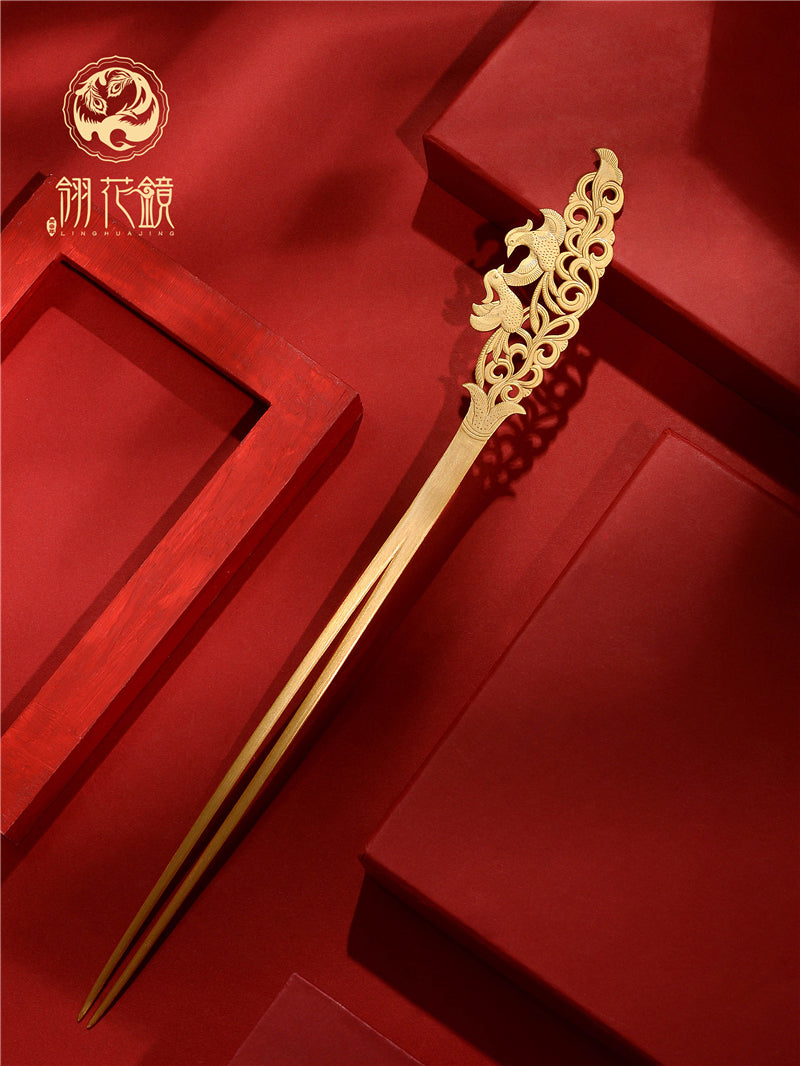 Handcraft Tang Dynasty Mandarin Duck s925 Silver Gold Plated Hairpin