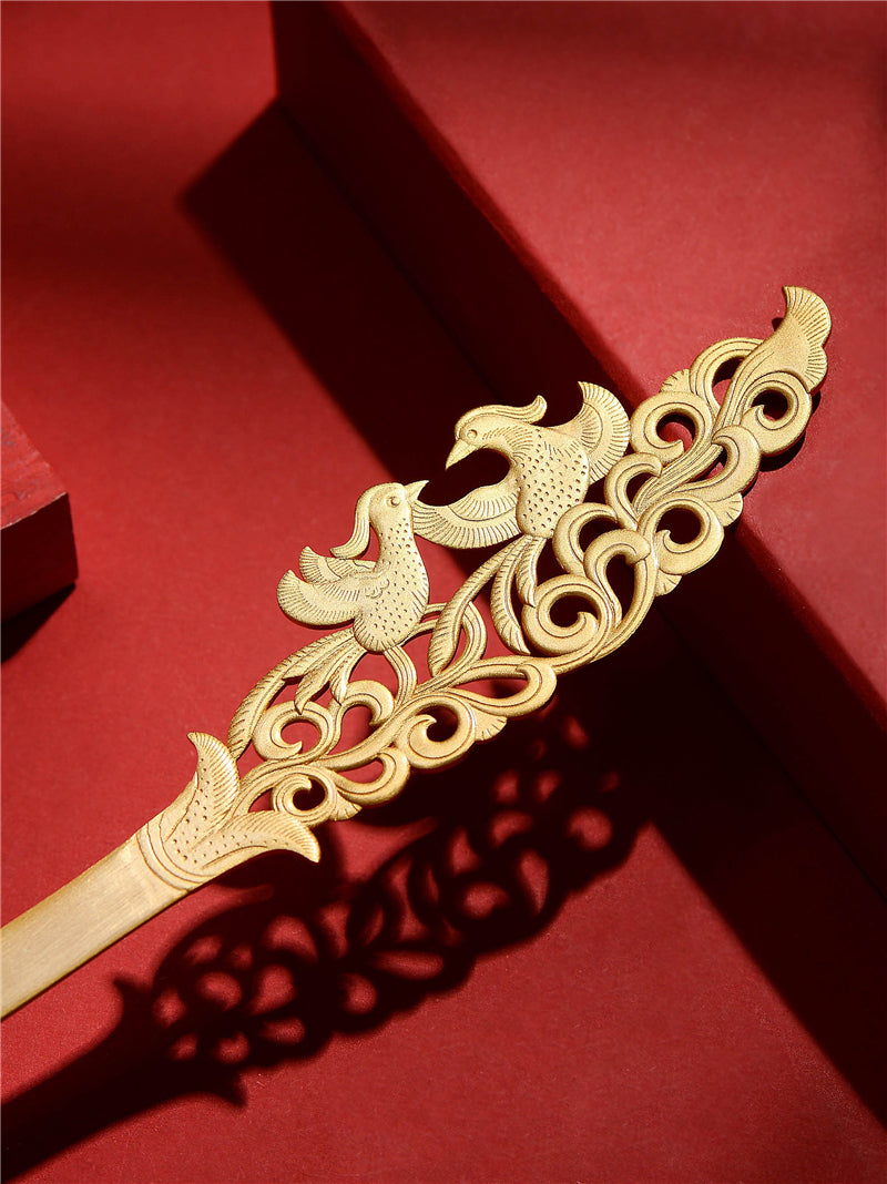 Handcraft Tang Dynasty Mandarin Duck s925 Silver Gold Plated Hairpin