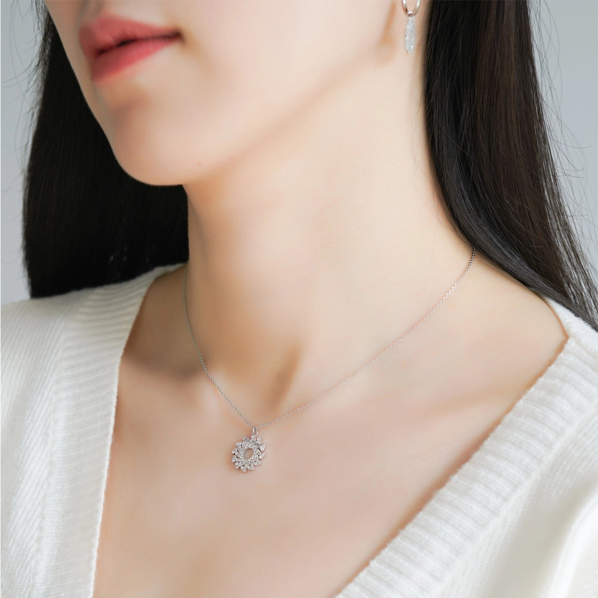 Jinsha Site Sun and Immortal Bird Pendant Necklace Zircon Chain S925 Silver Zircon