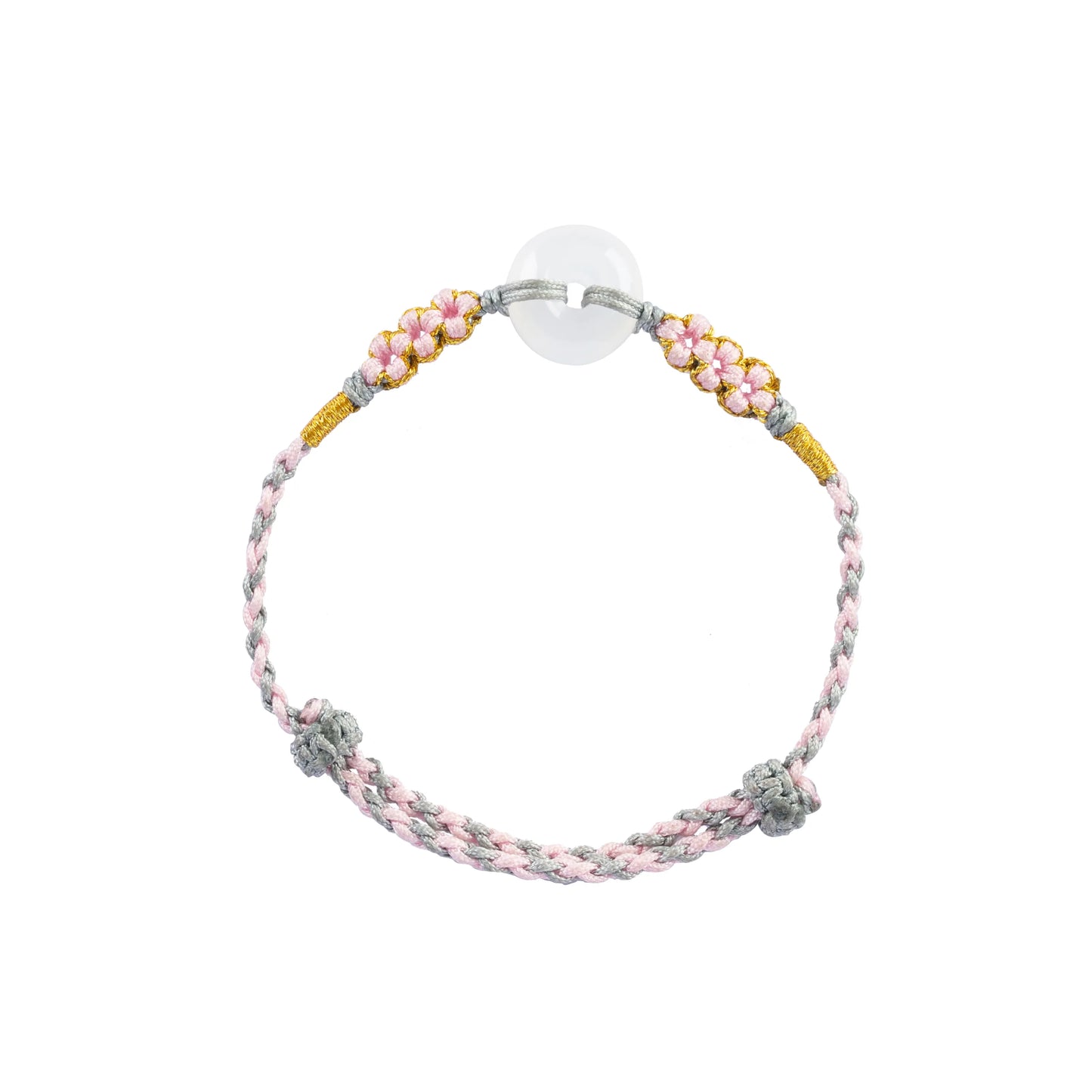 Linghuajing White Pure Jade Handmade Peach Knot Bracelet